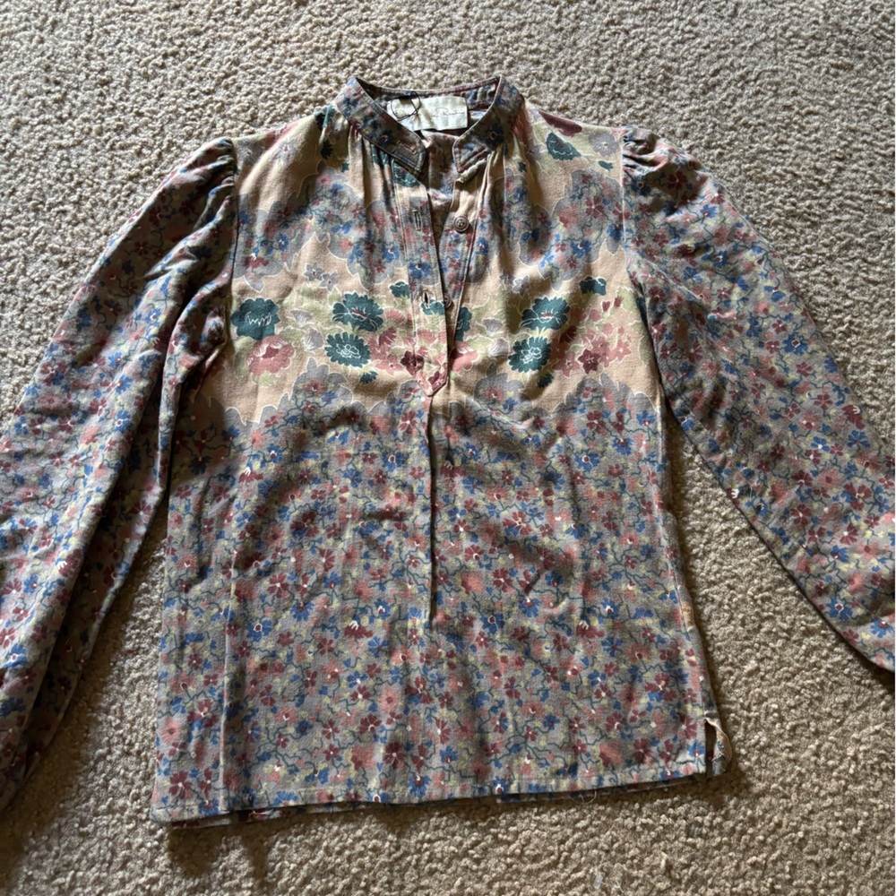 Oscar De La Renta Women's 8 Blouse Floral Patchwork Vintage